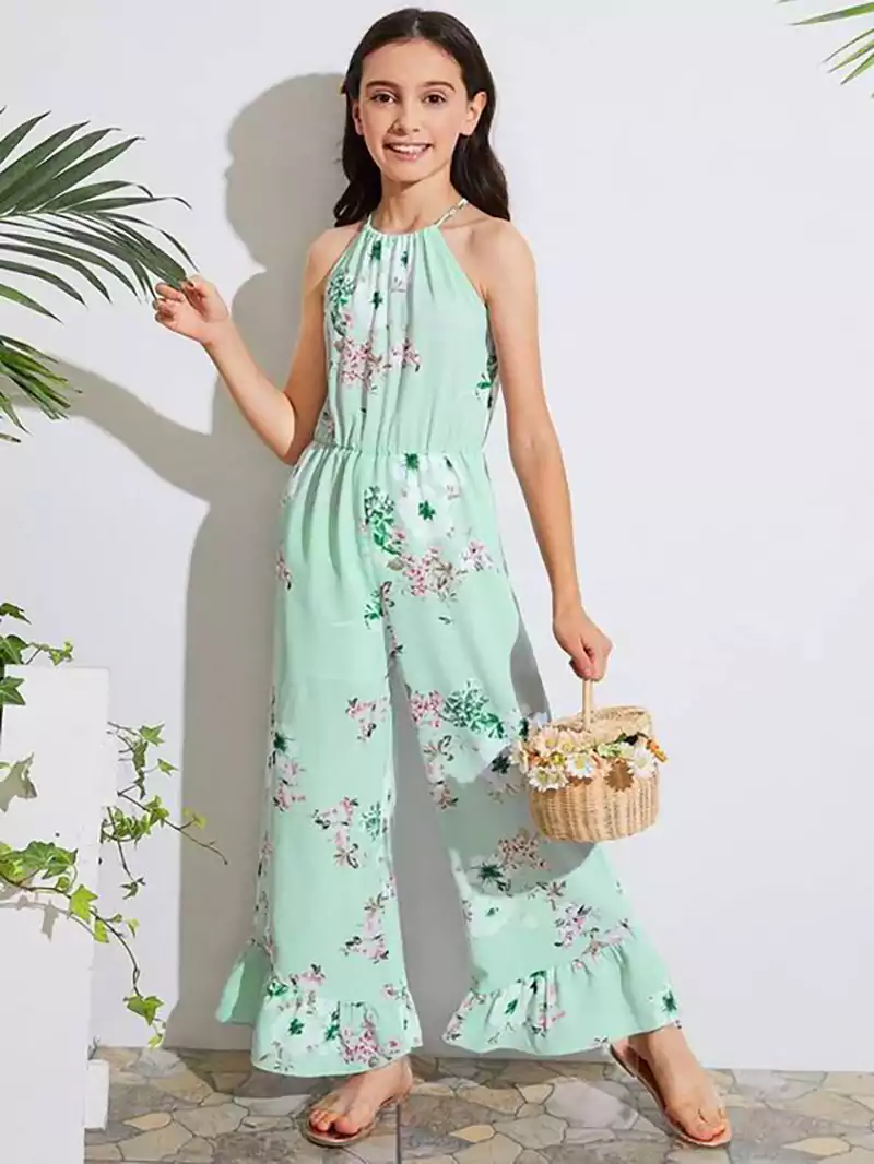 اورآل بچگانه دخترانه نخی گل گلی خنک تابستونی