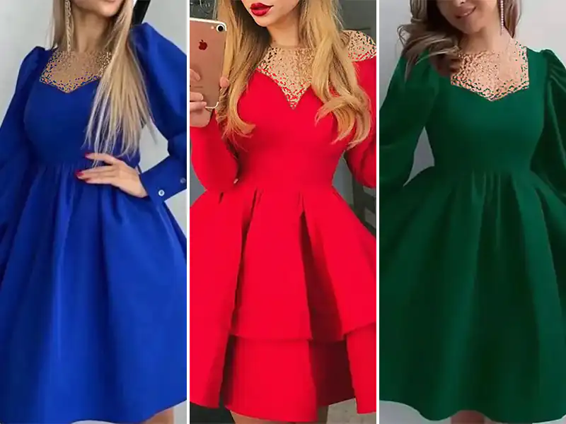 پیراهن عروسکی رنگی زنانه مناسب برای عروسی و عقد فامیل نزدیک