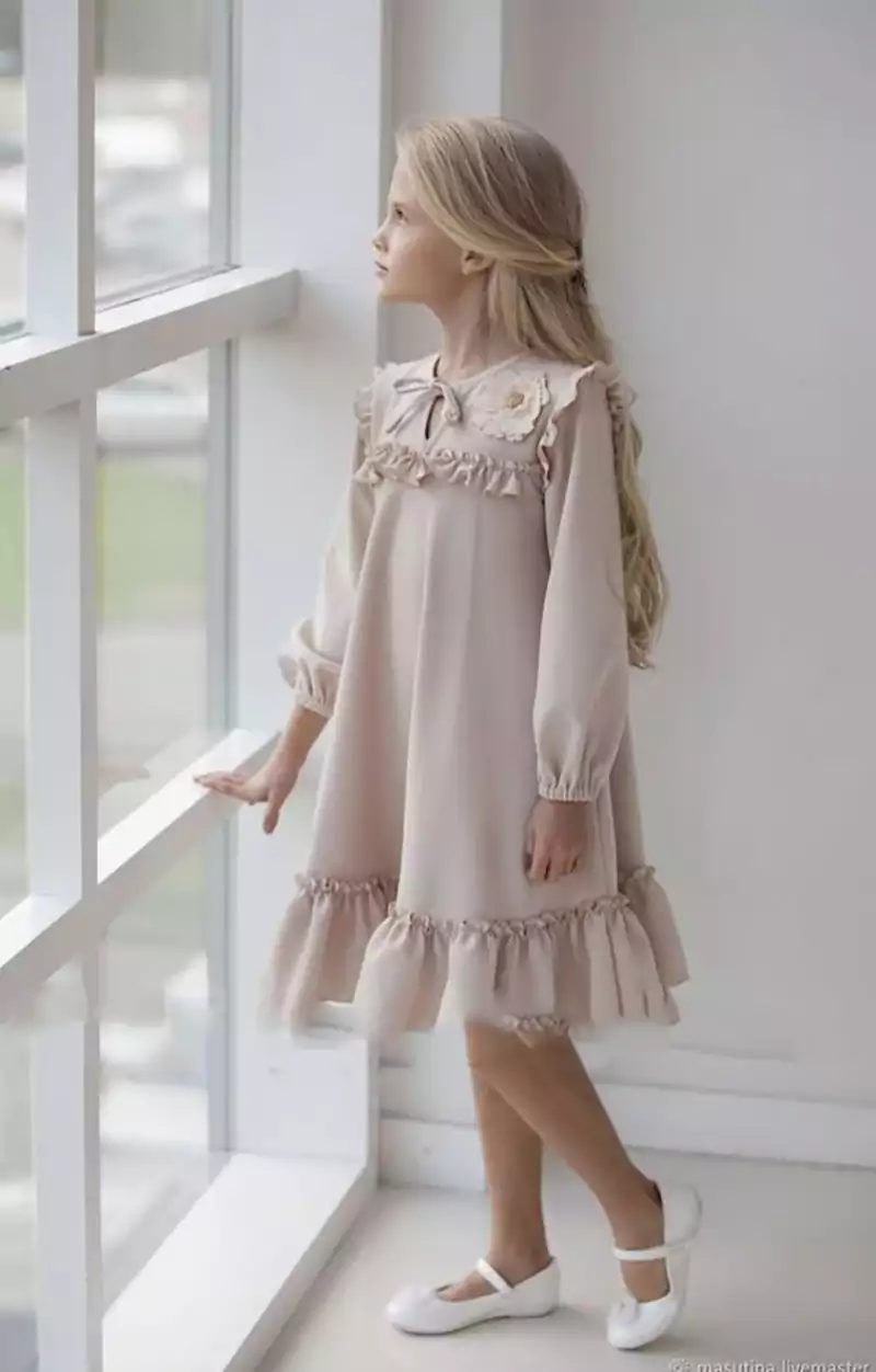 پیراهن دخترانه چین‌دار راحت بهاری