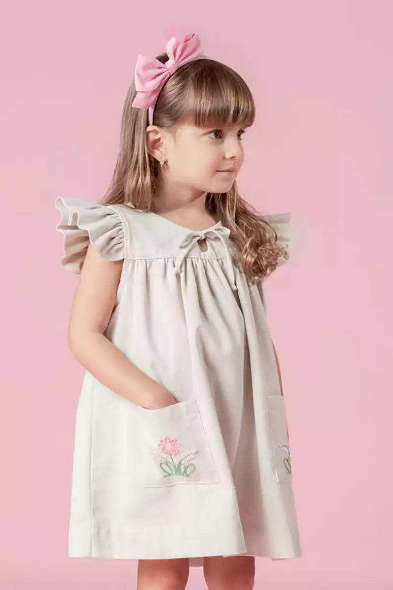 پیراهن دخترانه چین‌دار راحت بهاری