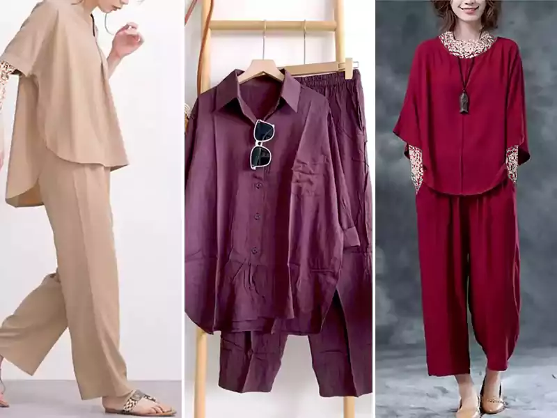 ست تونیک شلوار زنانه نخنی رنگی تابستونی؛ سبک و راحت برای روزهای گرم