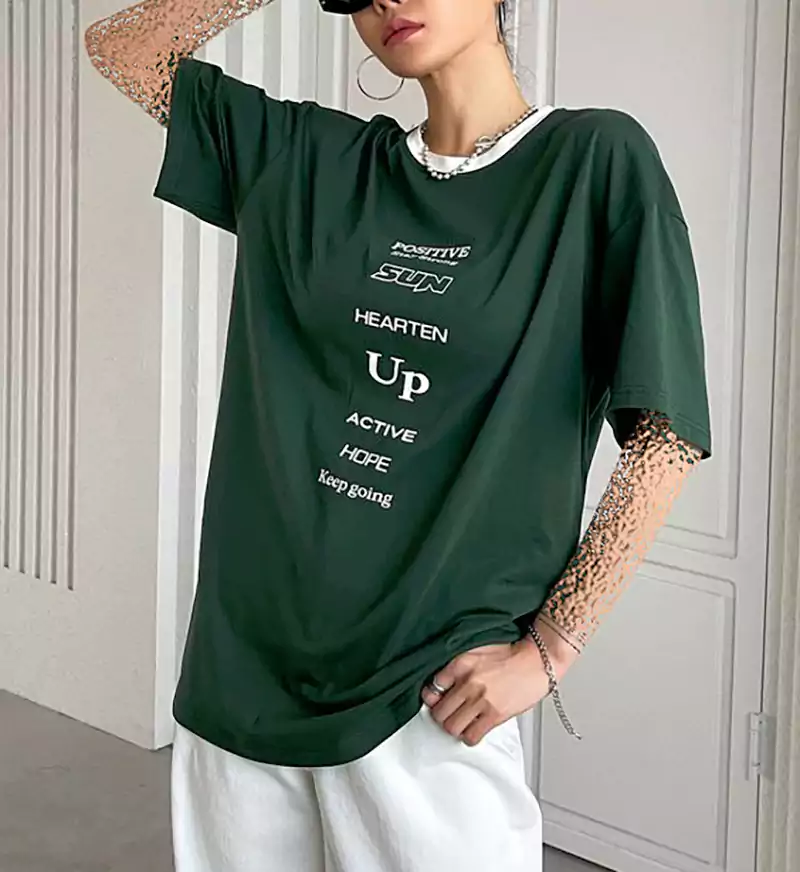 تیشرت لانگ زنانه سبز