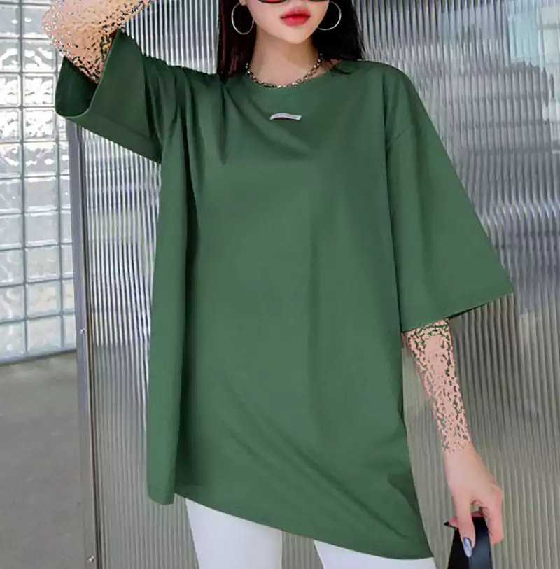 تیشرت لانگ زنانه سبز