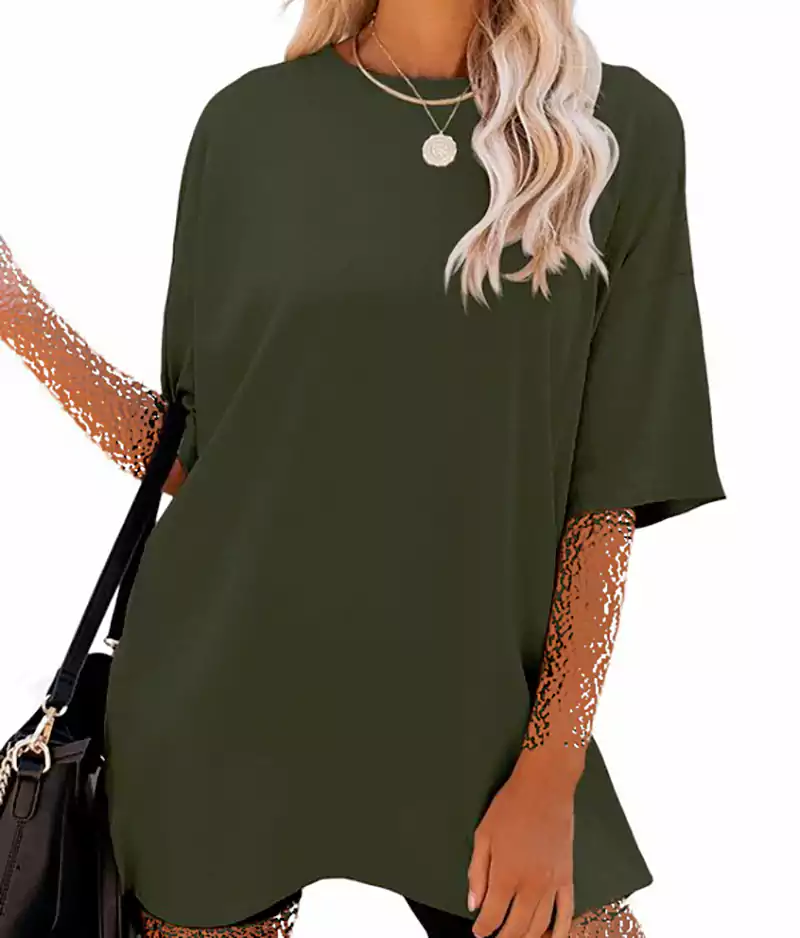 تیشرت لانگ زنانه سبز