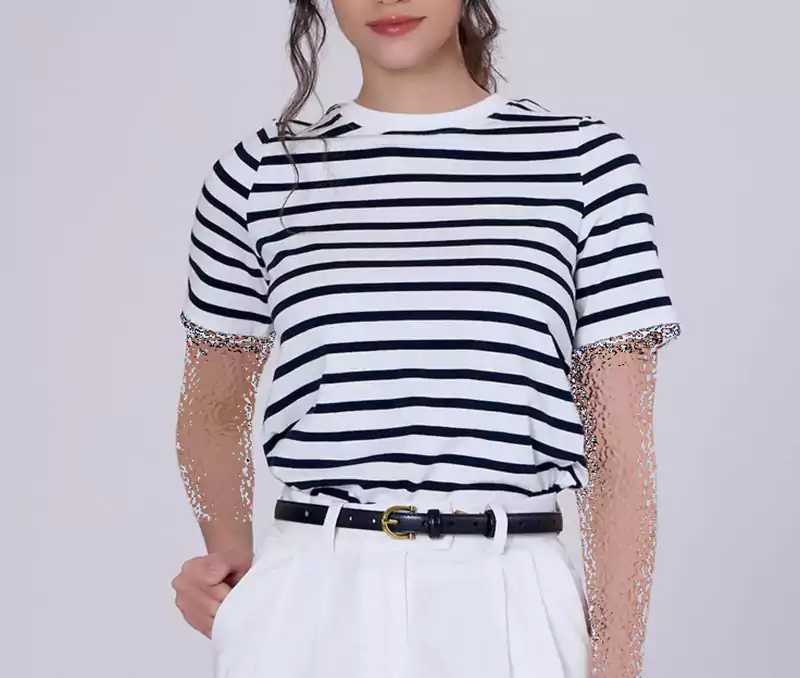 تیشرت زنانه راه راه مشکی و سفید