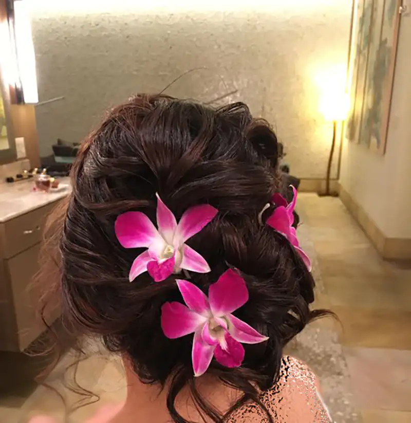 دیزاین ساده مو با گل