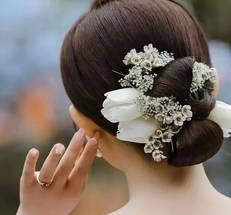 دیزاین ساده مو با گل
