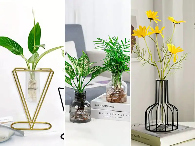 گلدان شیشه ای شیک کوچک و شیک برای دیزاین دکور منزل