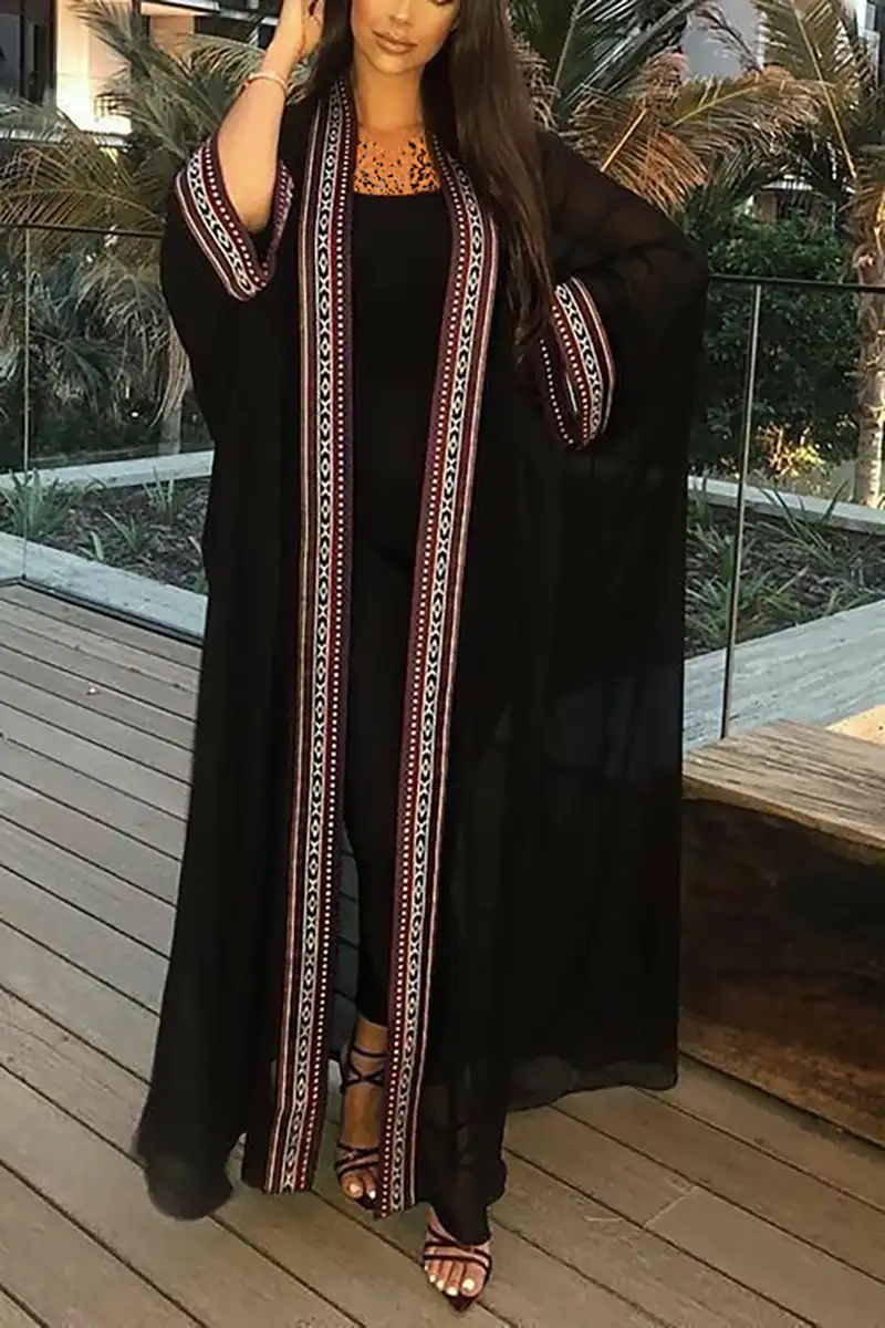 کفتان زنانه جلو باز بلند مشکی
