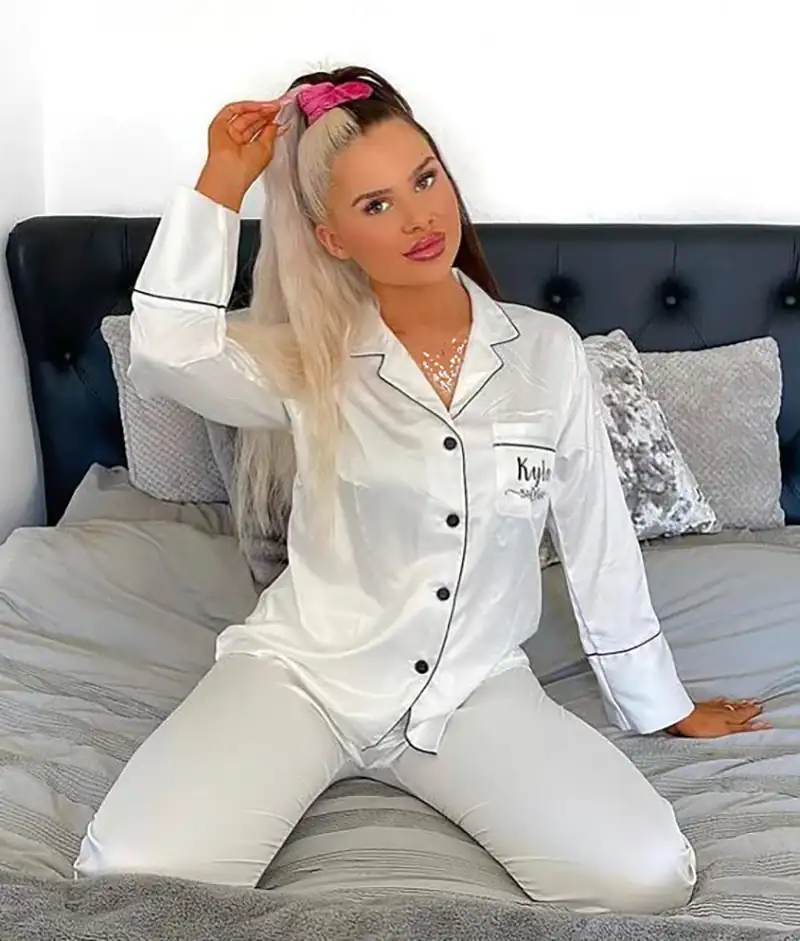 لباس خواب ابریشمی سفید زنانه