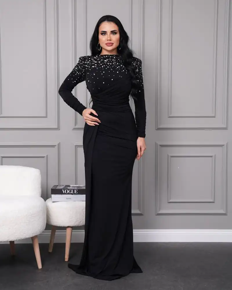 ماکسی مجلسی زنانه بلند مشکی جدید