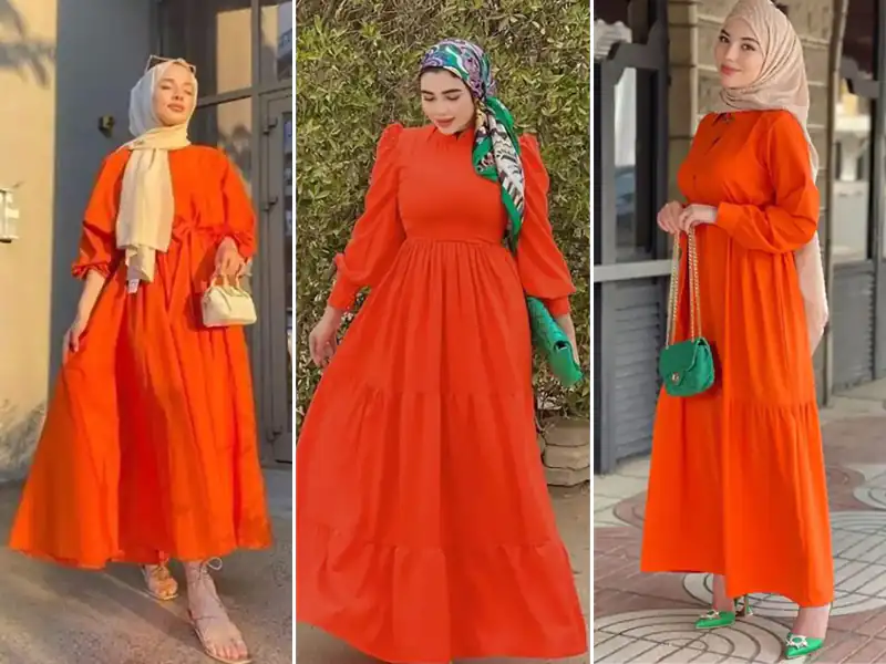 مانتو پیراهنی ترندی نارنجی برای خانم های پر انرژِی و جوان