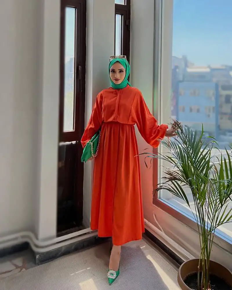 مانتو پیراهنی ترندی نارنجی