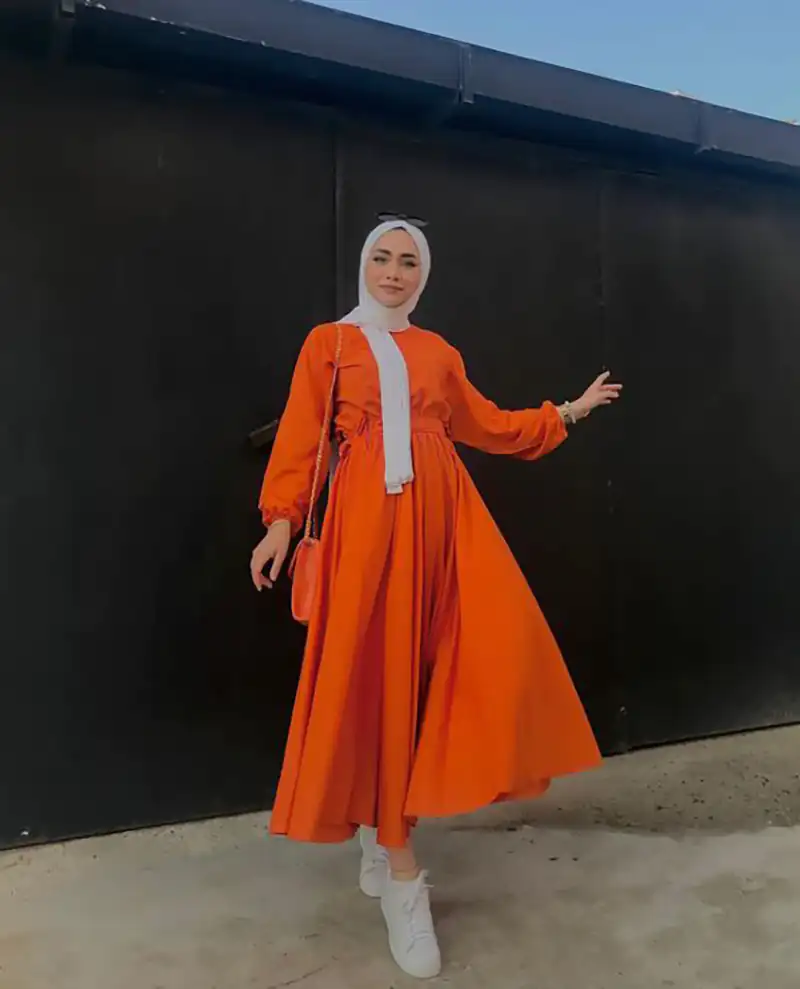مانتو پیراهنی ترندی نارنجی