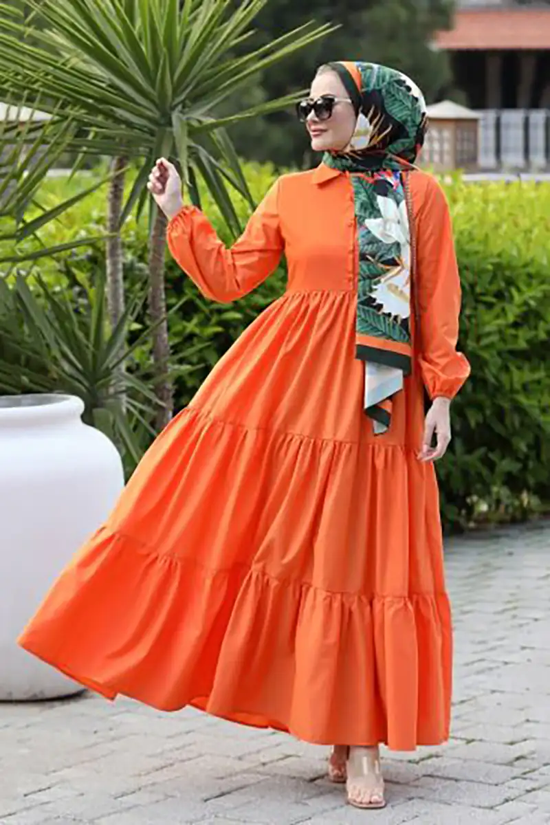 مانتو پیراهنی ترندی نارنجی