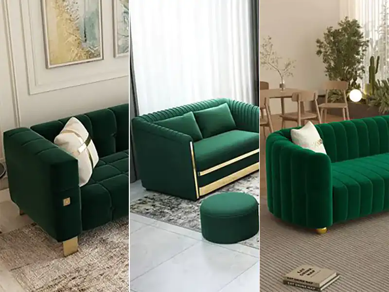 مبل نئوکلاسیک سبز شیک و جدید با طرح های ترند شده در نت
