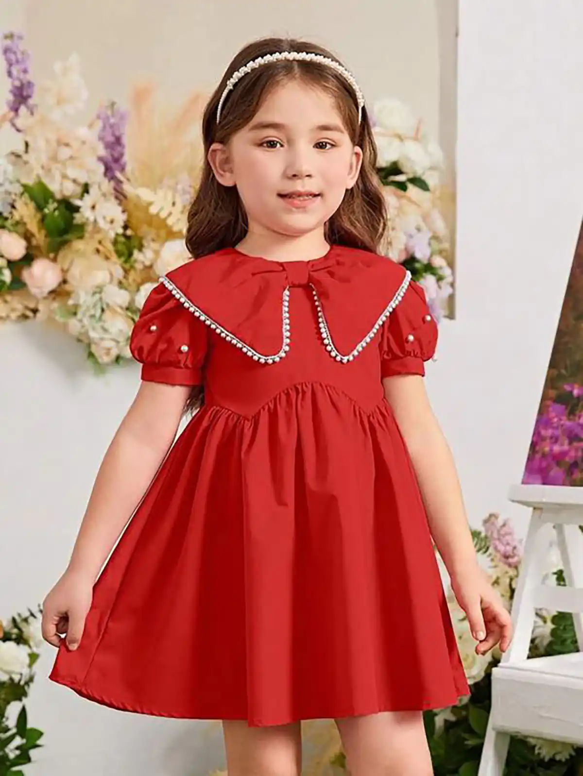 بلوز قرمز بچگانه یقه ب ب