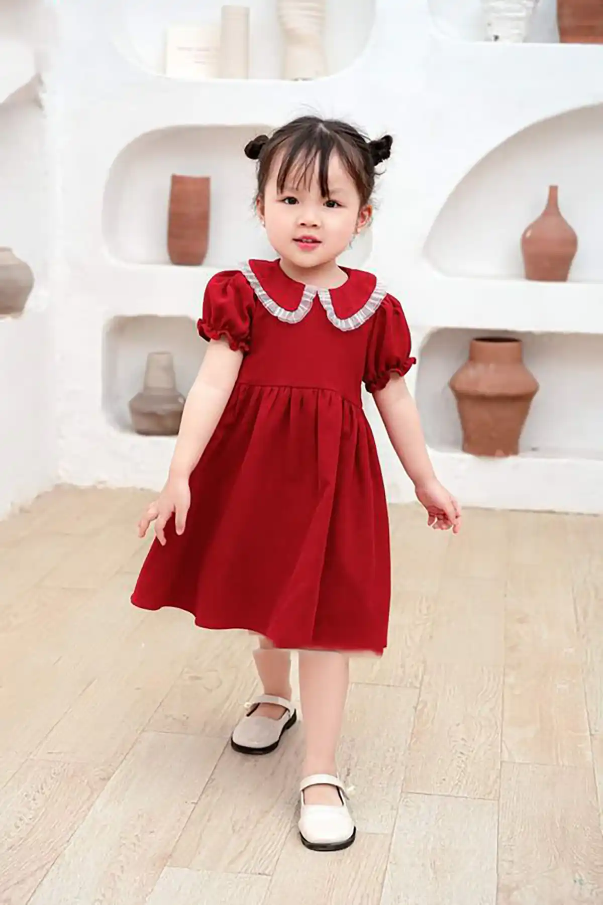 بلوز قرمز بچگانه یقه ب ب