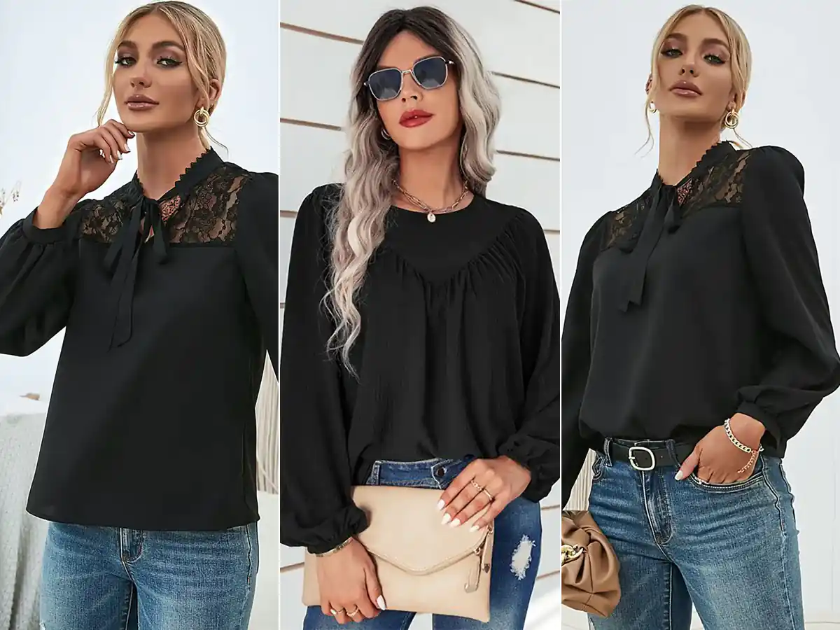 15 مدل بلوز زنانه پوشیده مشکی؛ ترکیبی از سادگی و شیک‌پوشی
