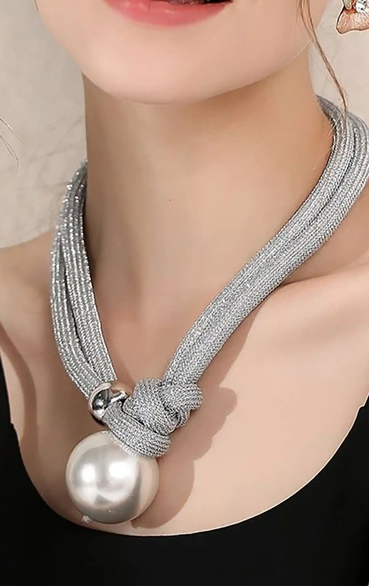 گردنبند نقره گوی دار