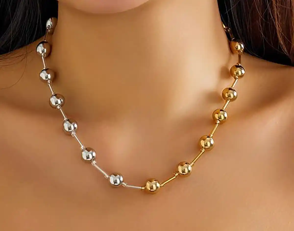 گردنبند نقره گوی دار