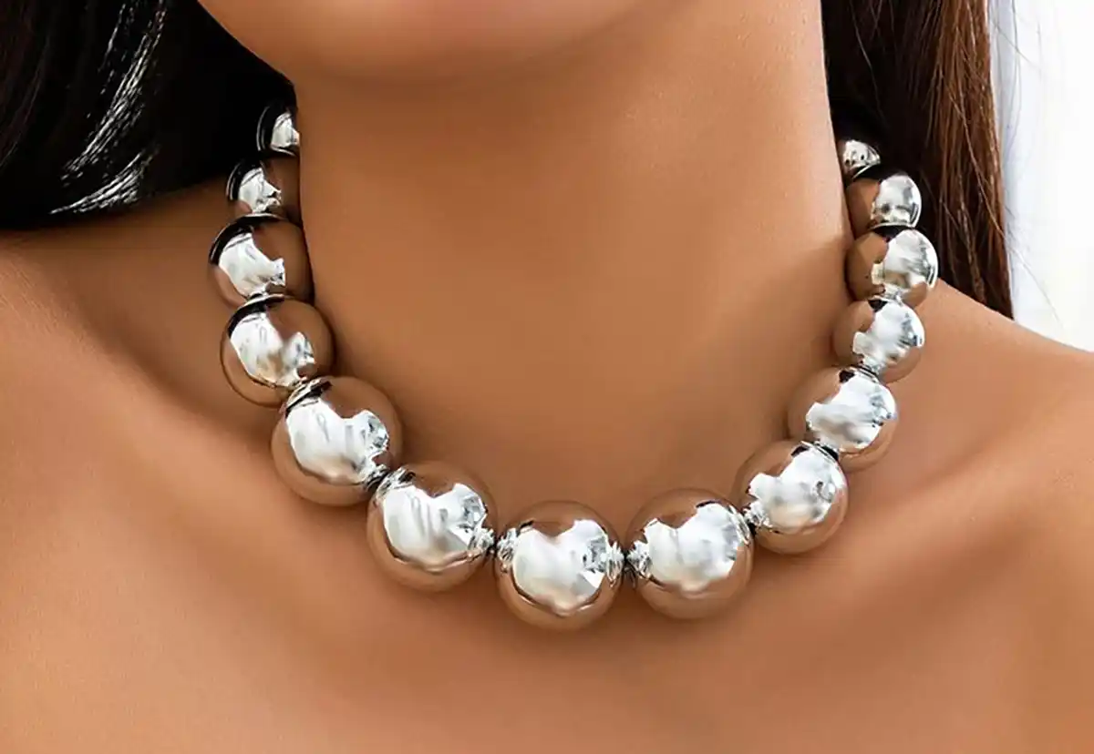 گردنبند نقره گوی دار