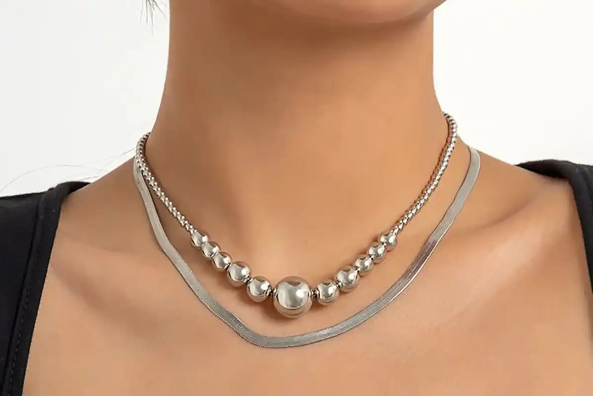 گردنبند نقره گوی دار