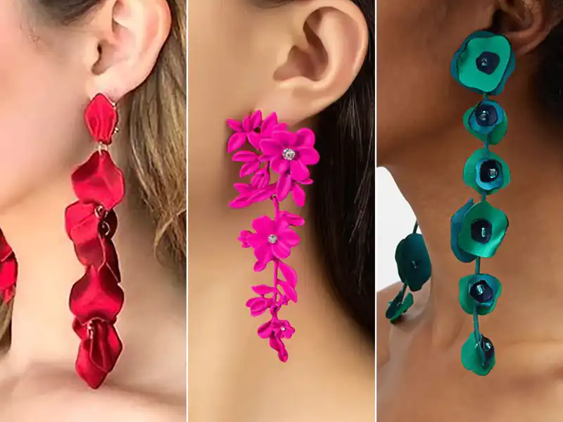 گوشواره آویز گل بسیار شیک و جذاب برای تغییر استایل شما