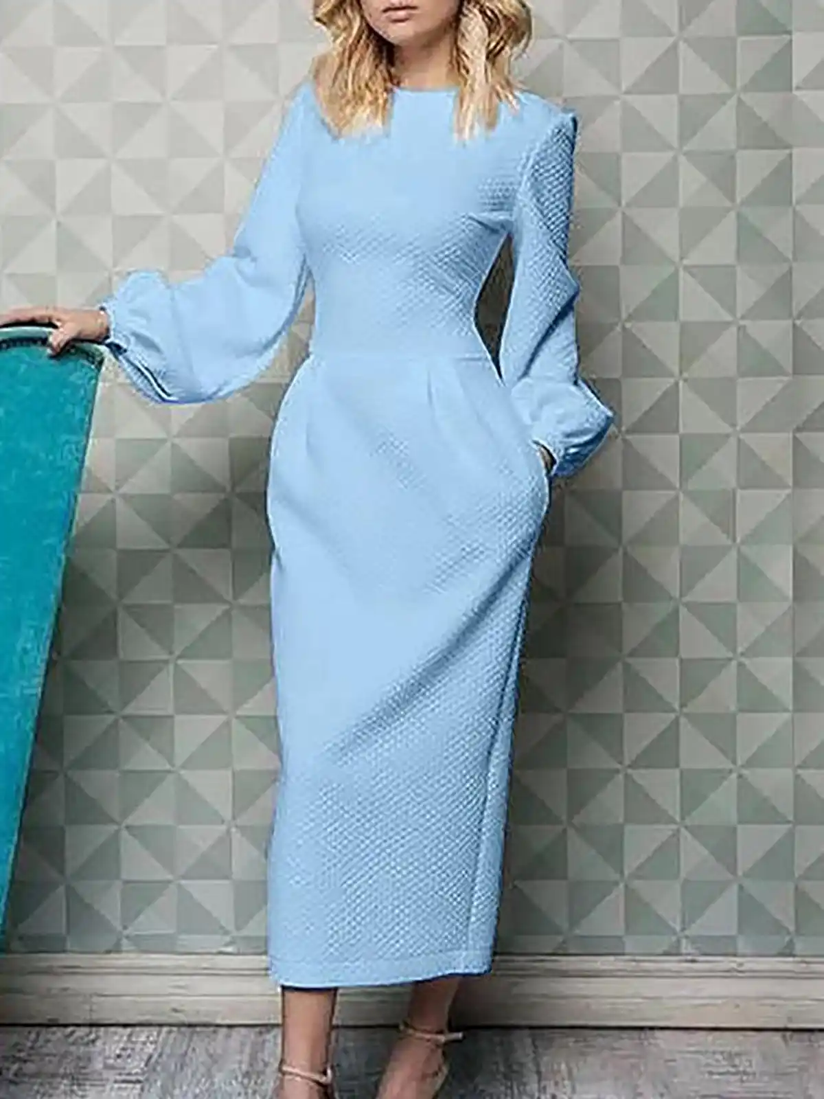 ماکسی مجلسی آبی آسمانی شیک