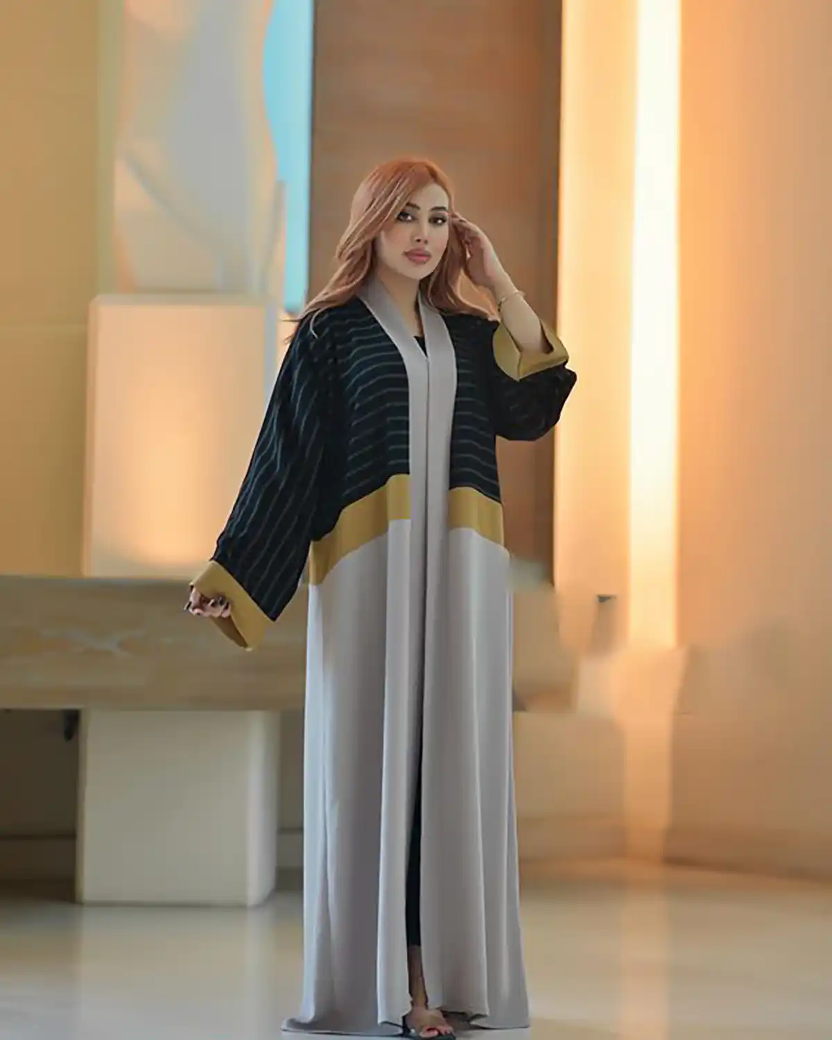مانتو عبایی طوسی بلند