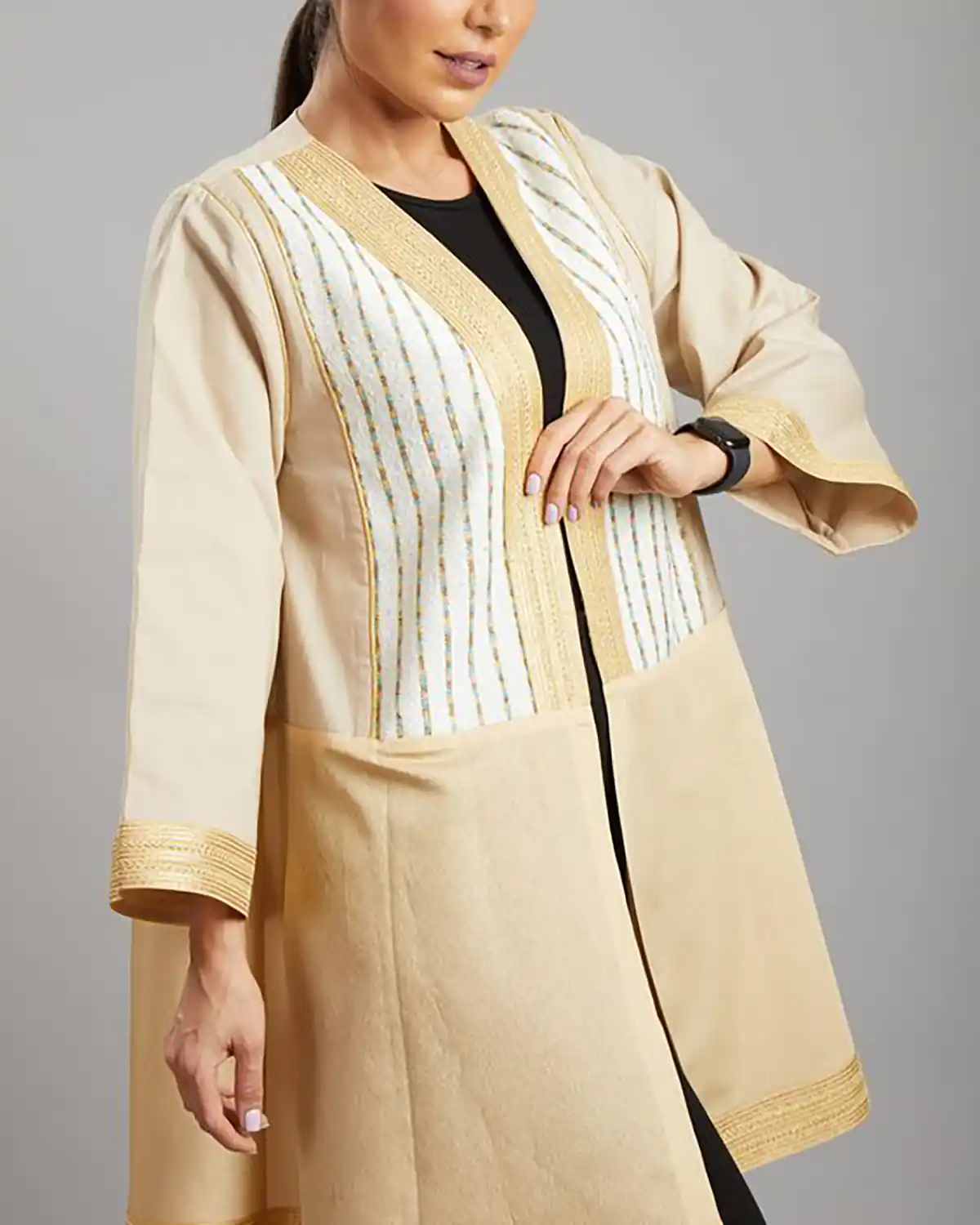 مانتو کتی کرمی طرحدار شیک
