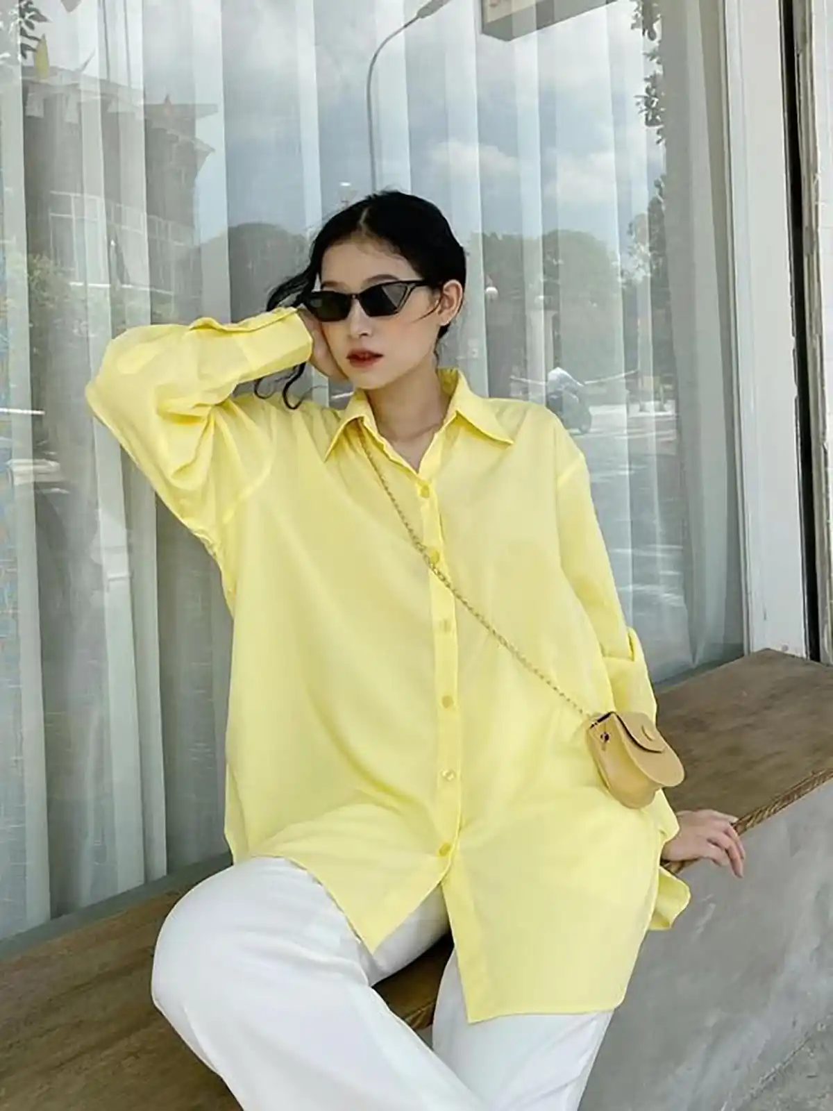 مانتو پیراهنی زنانه زرد
