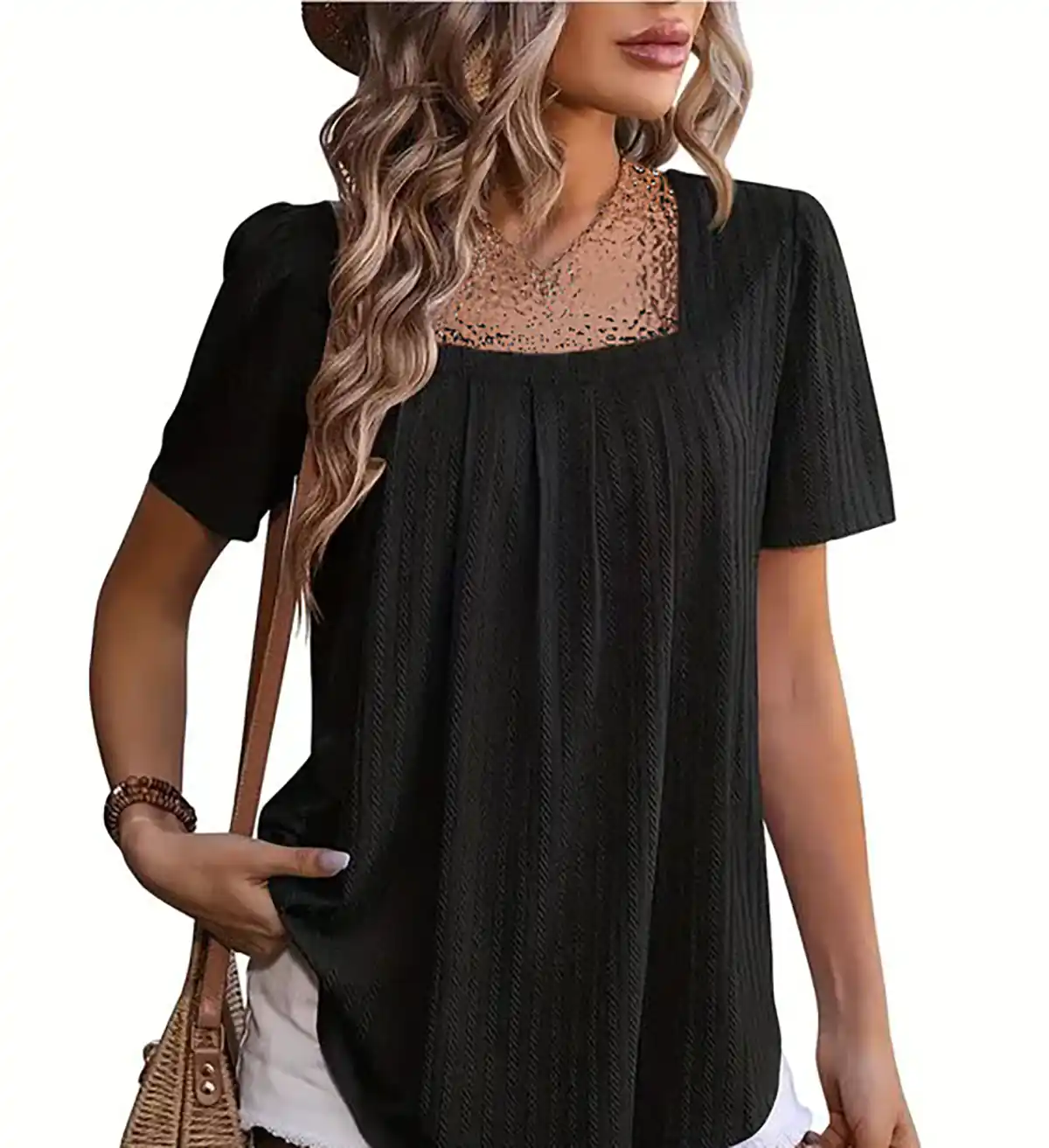 مدل بلوز مشکی یقه خشتی