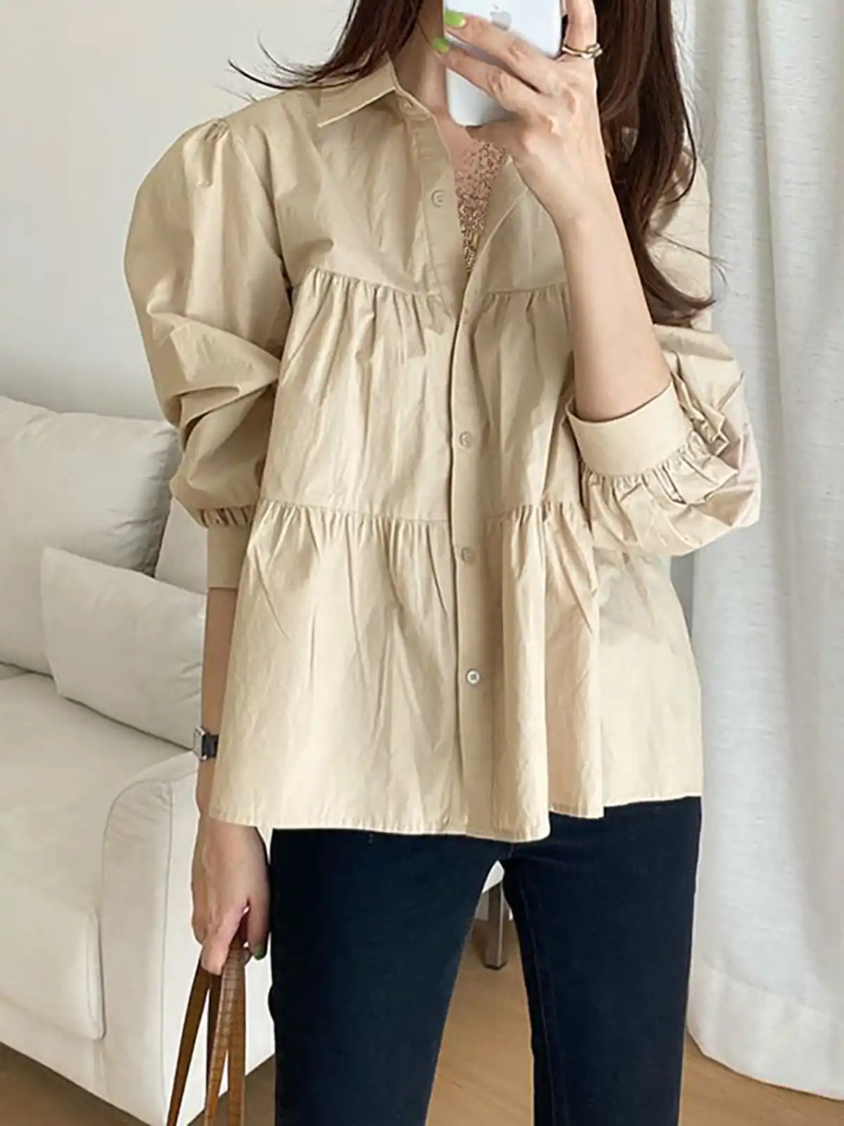 مدل پیراهن زنانه رنگ کرمی