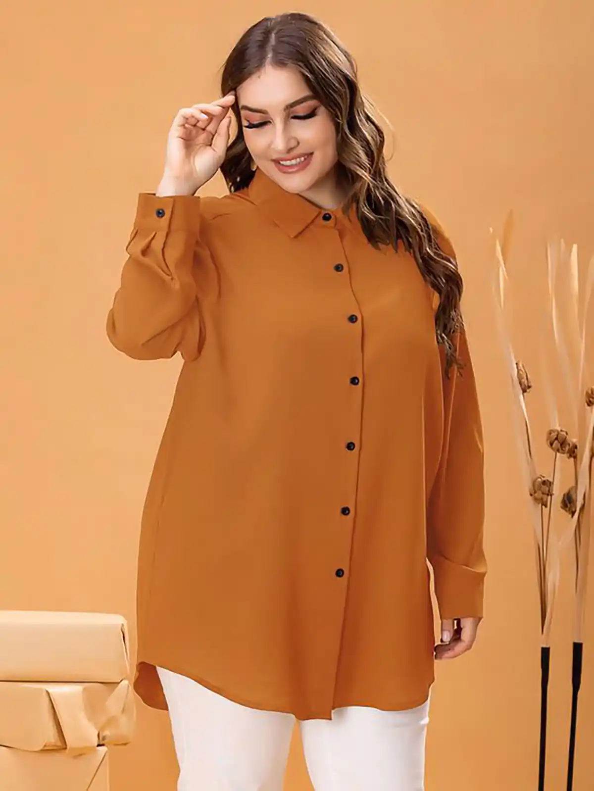  شومیز مانتویی نارنجی زیبا 