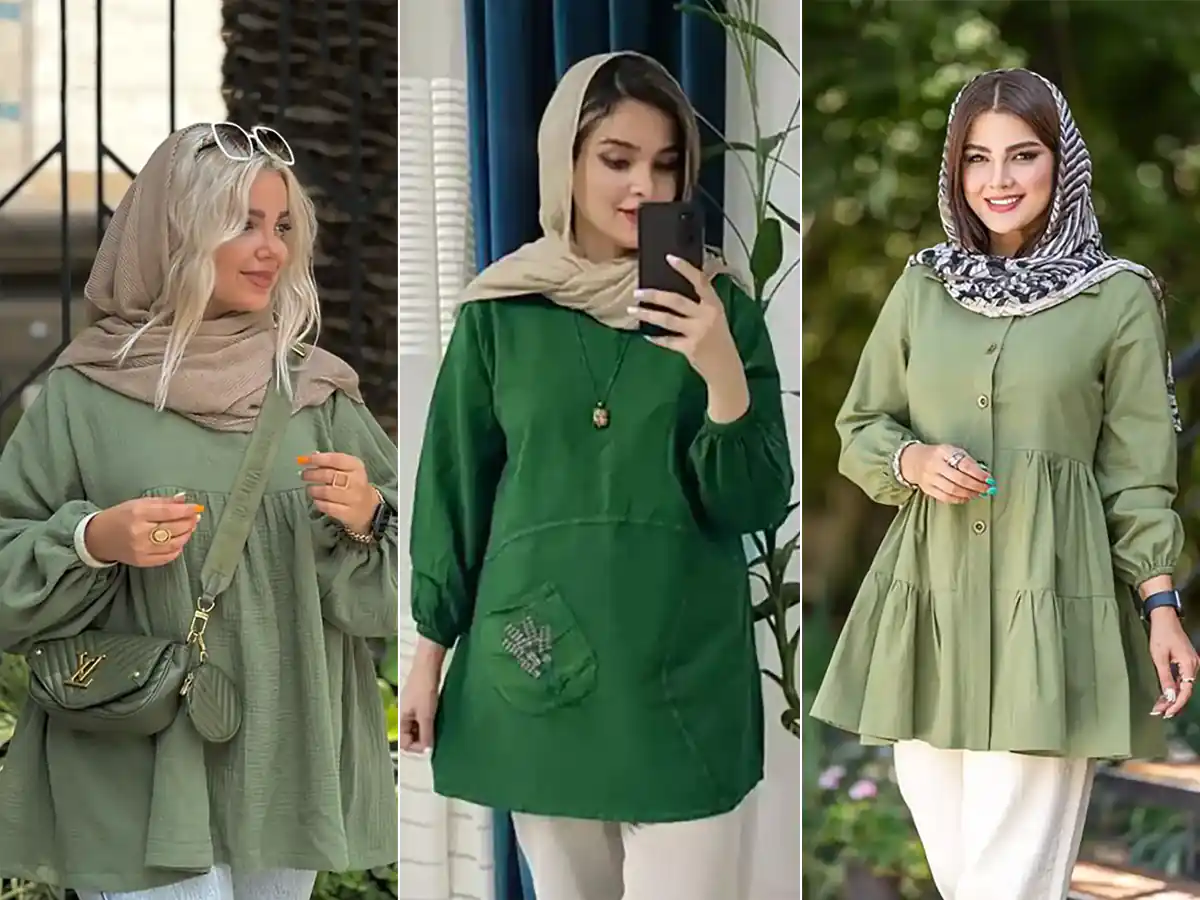 15 مدل از زیباترین مدل‌های شومیز مانتویی سبز برای ظاهری منحصر به فرد