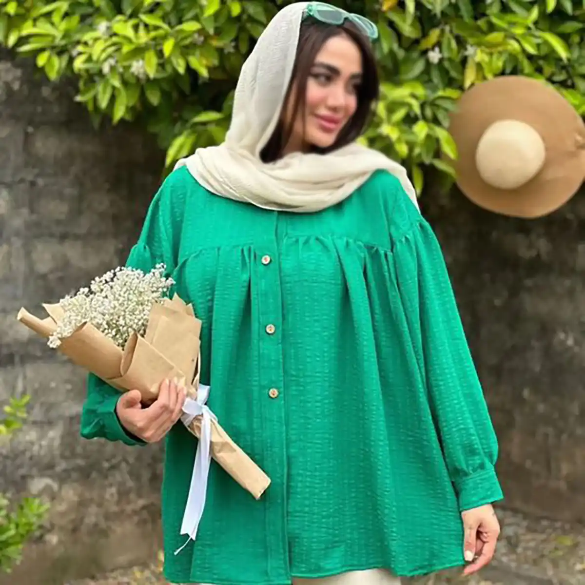 شومیز مانتویی سبز