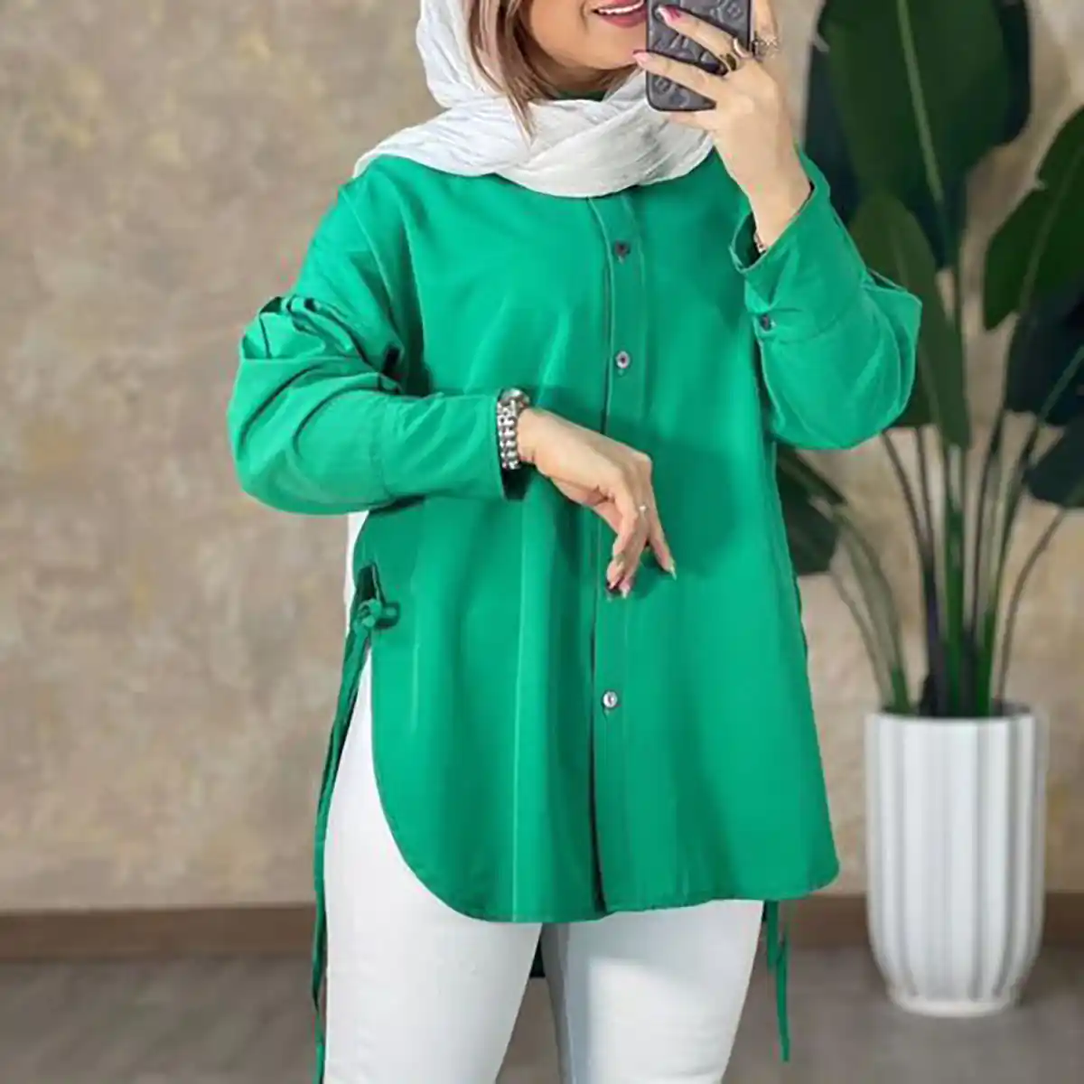 شومیز مانتویی سبز