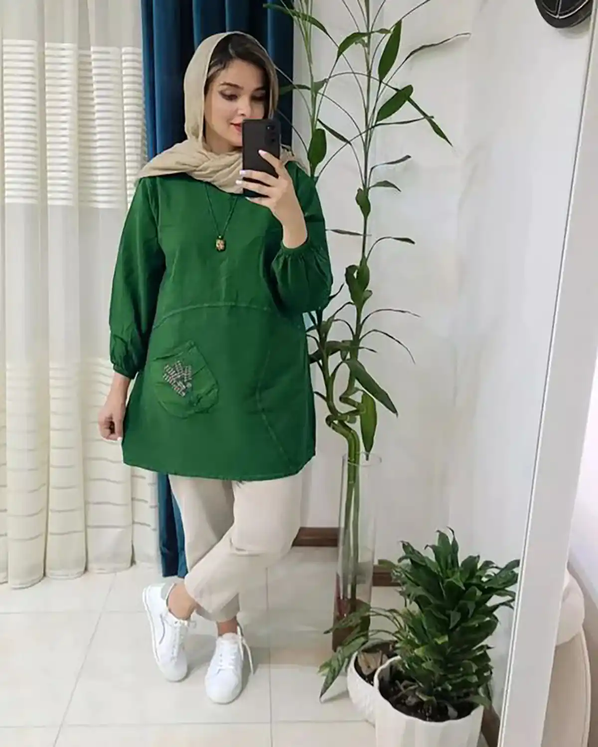 شومیز مانتویی سبز