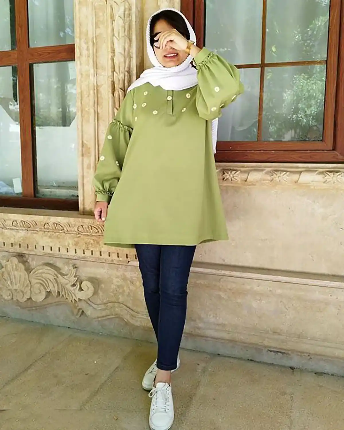 شومیز مانتویی سبز