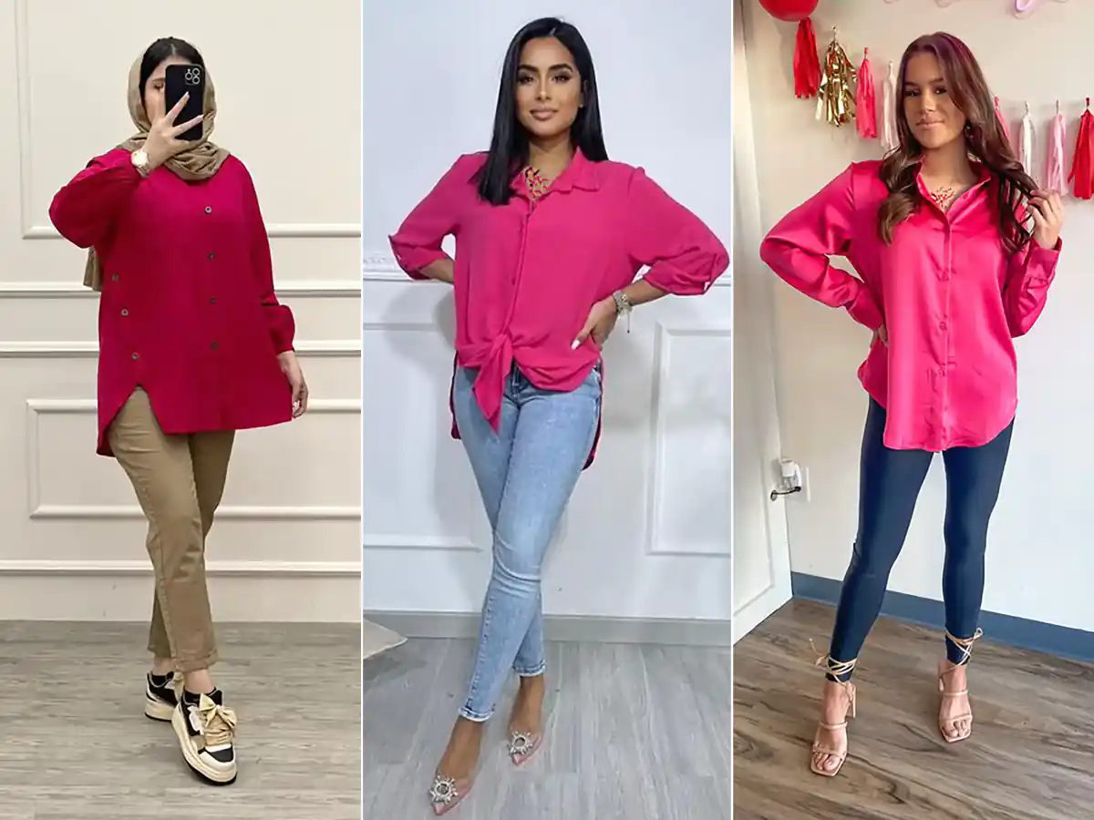 شومیز سرخابی ساده و جذاب؛ 15 پیشنهاد برای استایل‌های تابستانی و بهاری