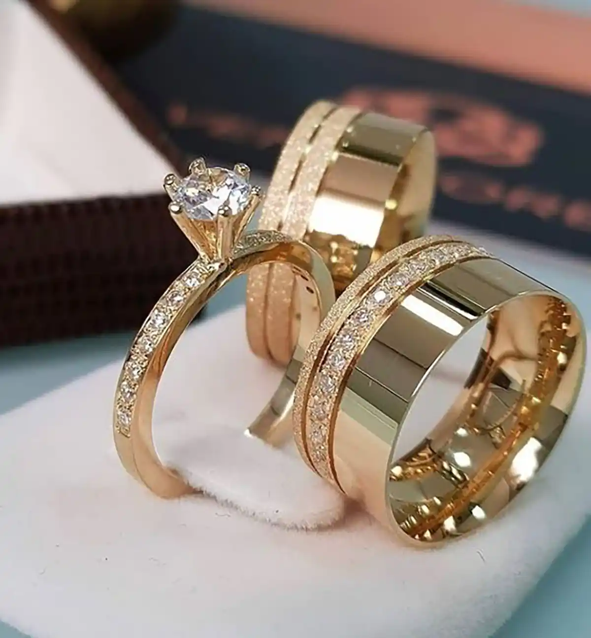 حلقه ازدواج ست رینگی پهن طلا