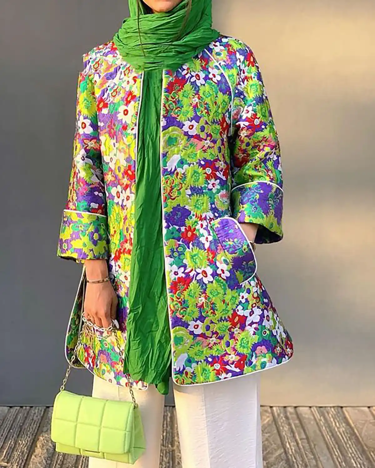 مانتو کتی ژاکارد سبز
