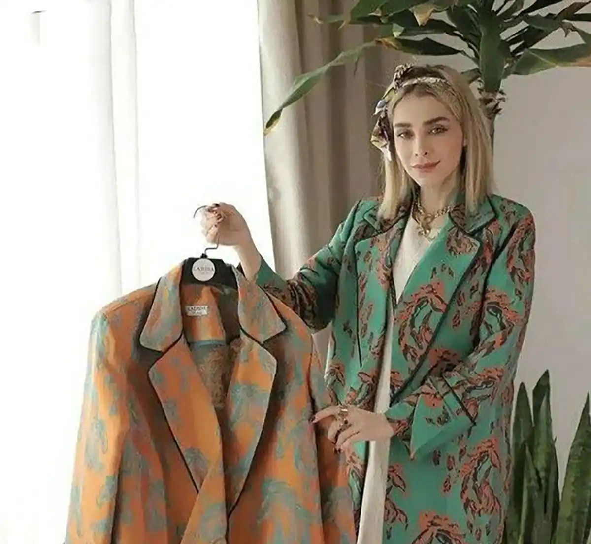مانتو کتی ژاکارد سبز