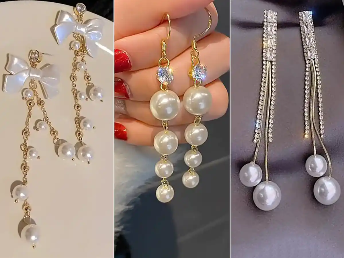 با گوشواره طلا آویز مروارید دار، استایلت رو به روز کن؛ ۱۵ ایده شیک و خلاقانه