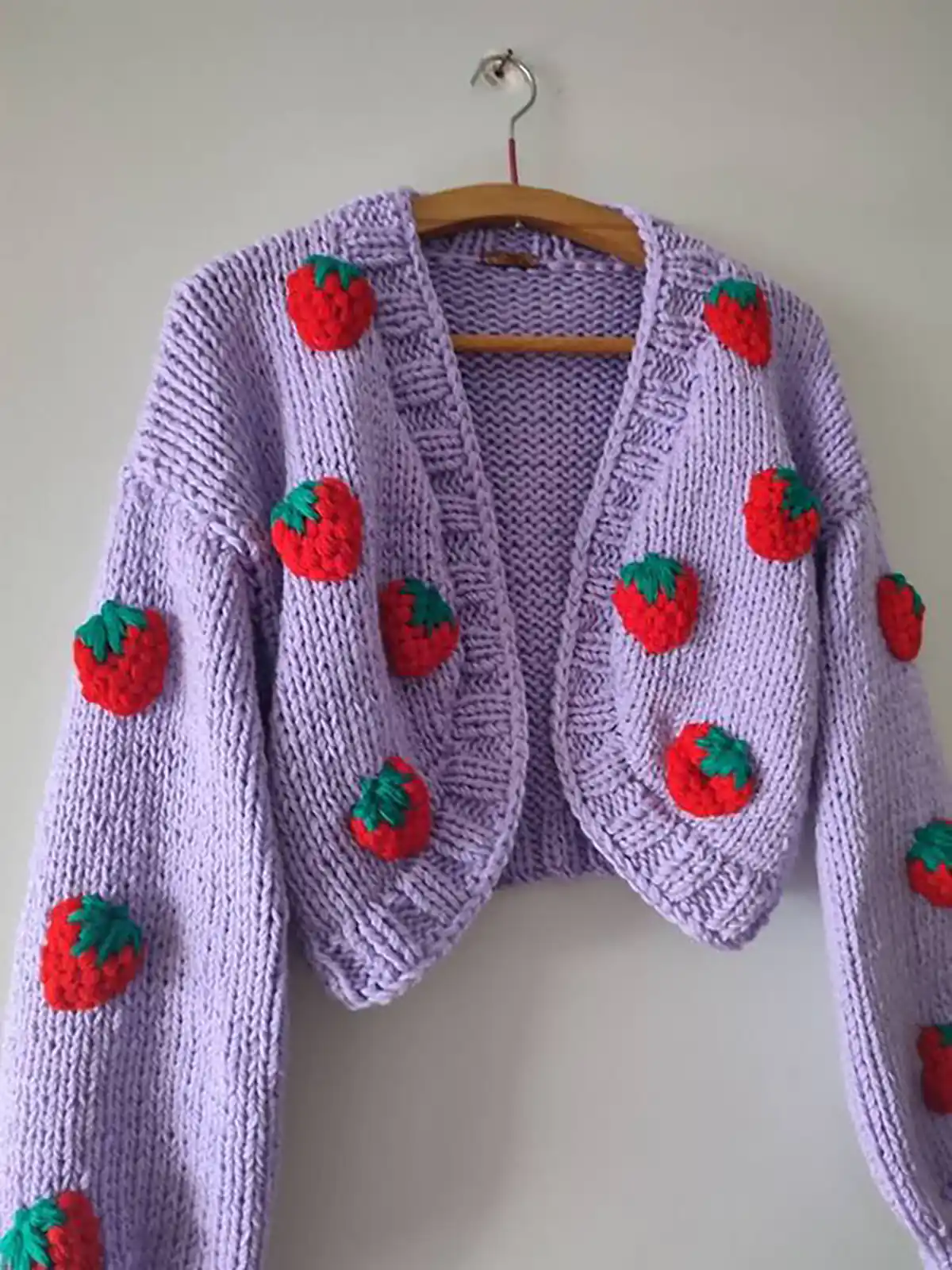 ژاکت بافت توت فرنگی ترند پاییز