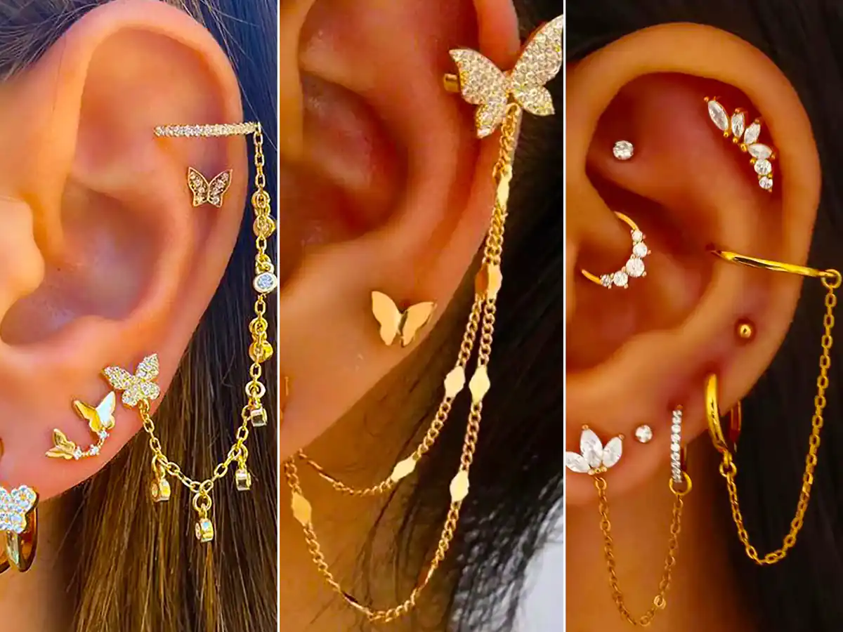 ۱۵ طرح خیره‌کننده از گوشواره بخیه ای طلا شکیل؛ شیک و خاص برای هر سلیقه