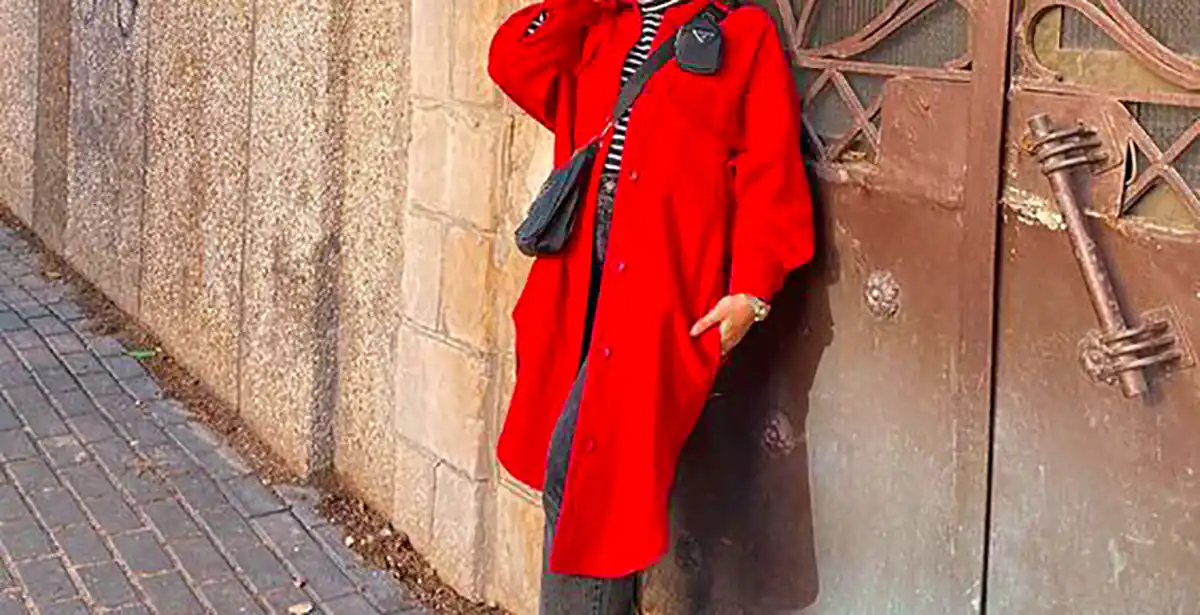 مانتو قرمز شیک پاییزی