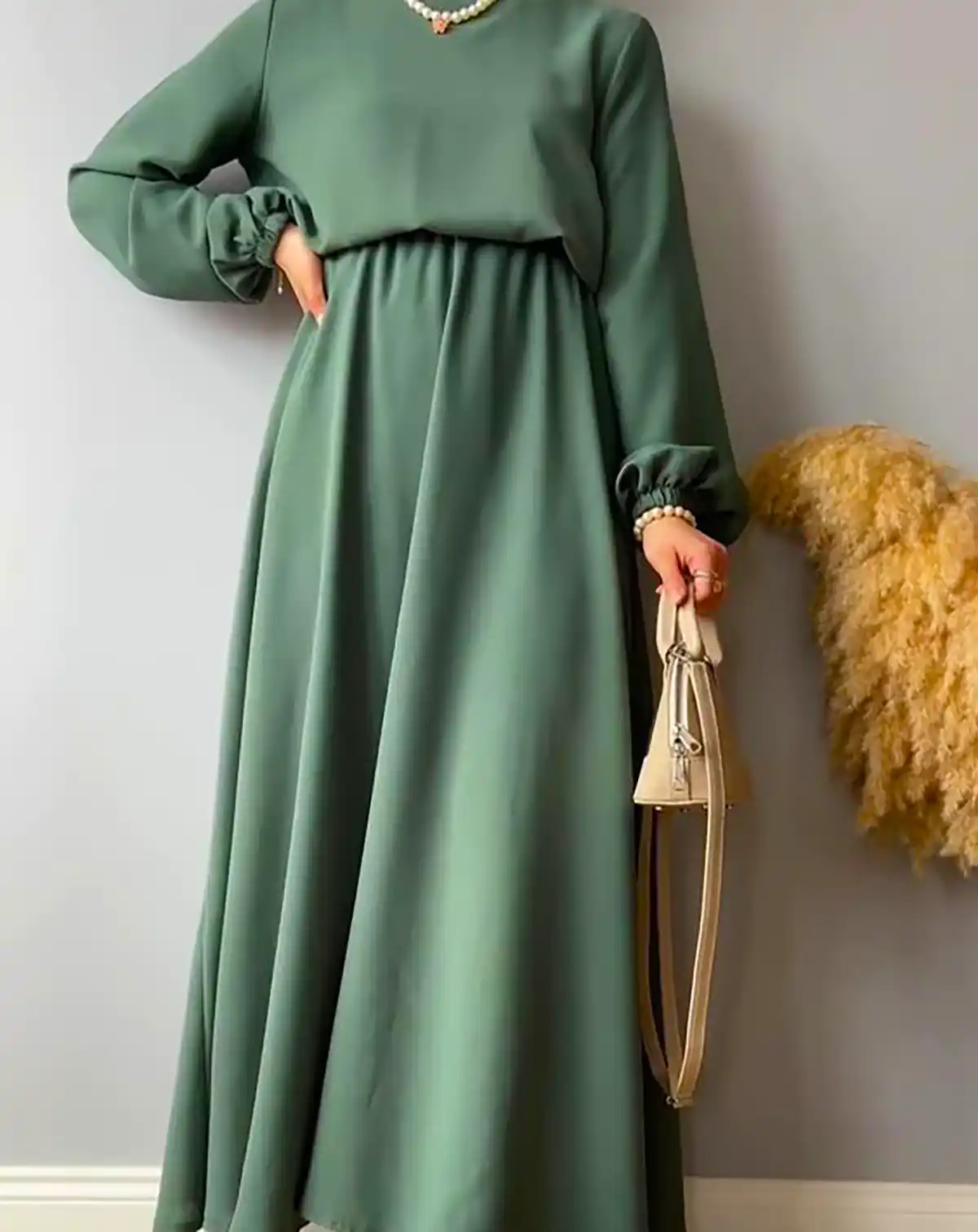 مانتو پیراهنی سبز سدری