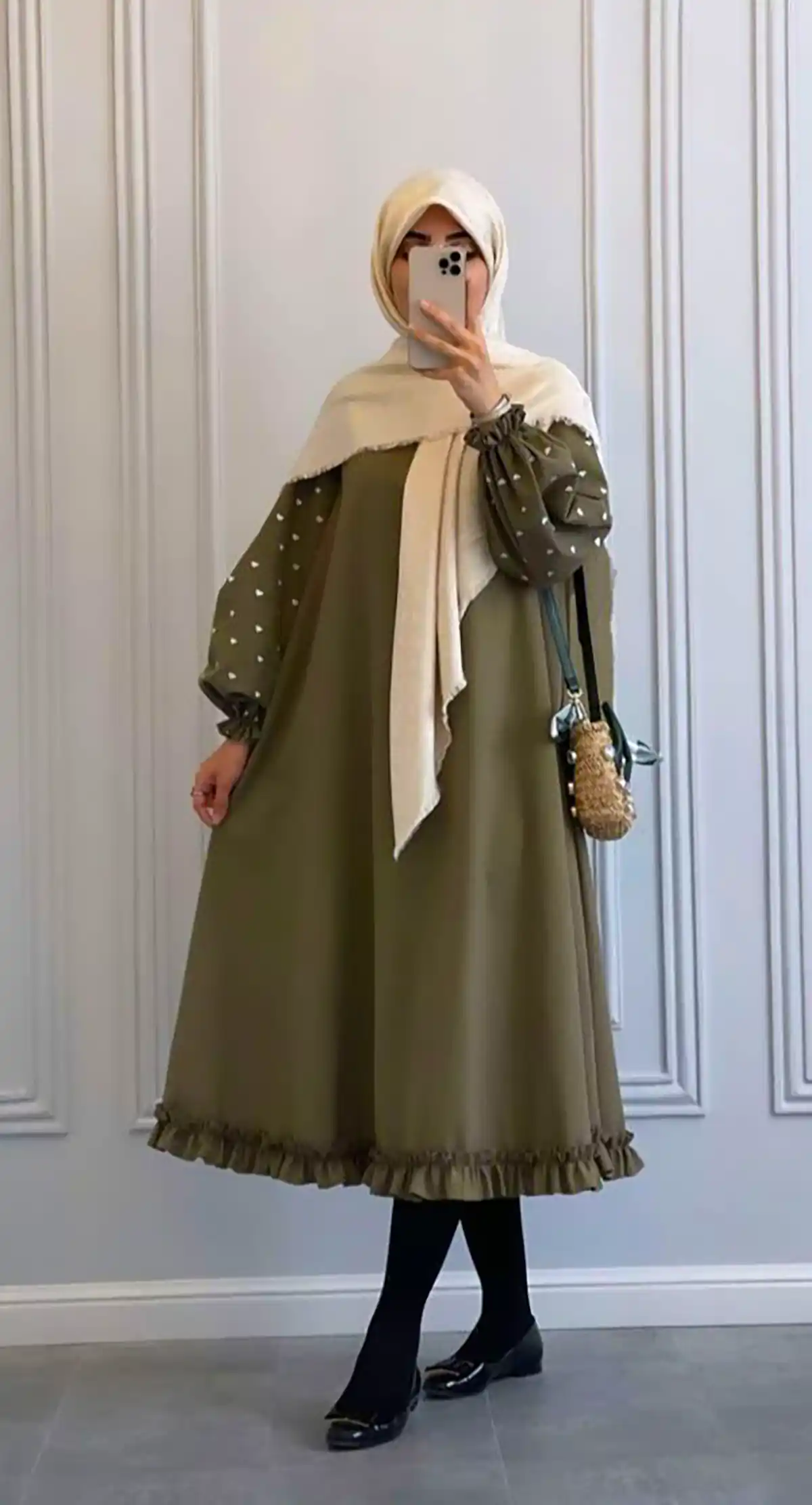 مانتو پیراهنی سبز سدری